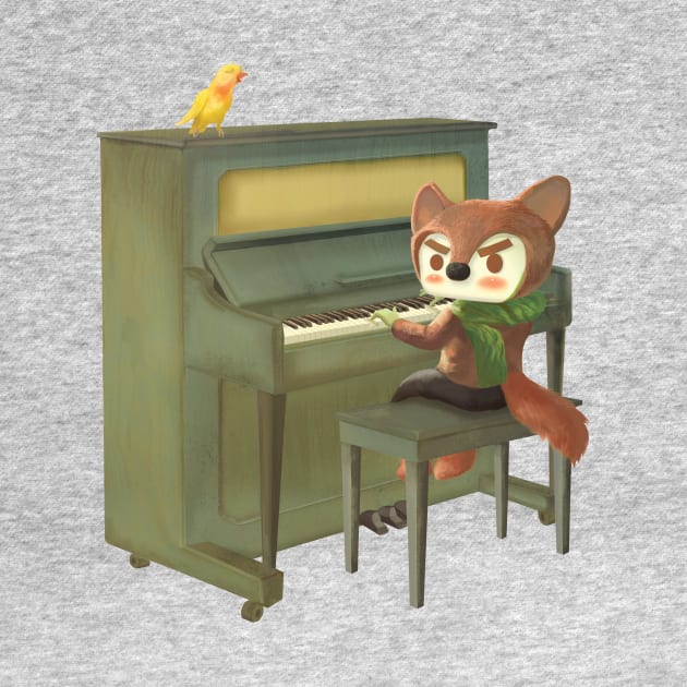 Fox Playing Piano by zkozkohi